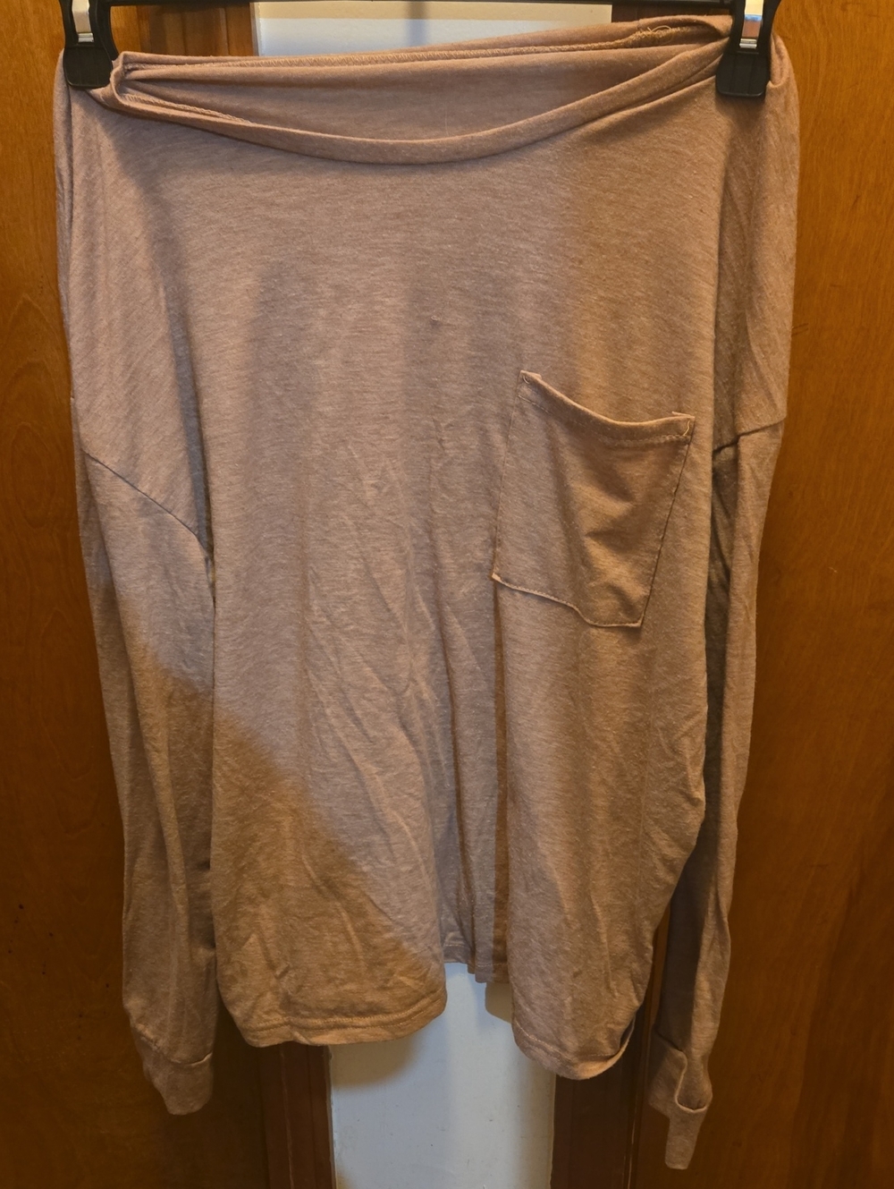 Womens Long-Sleeve Pocket Shirt - Dusty Rose